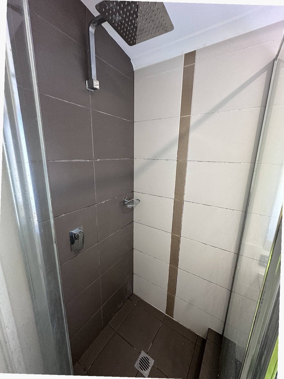 Before view of modern espresso shower