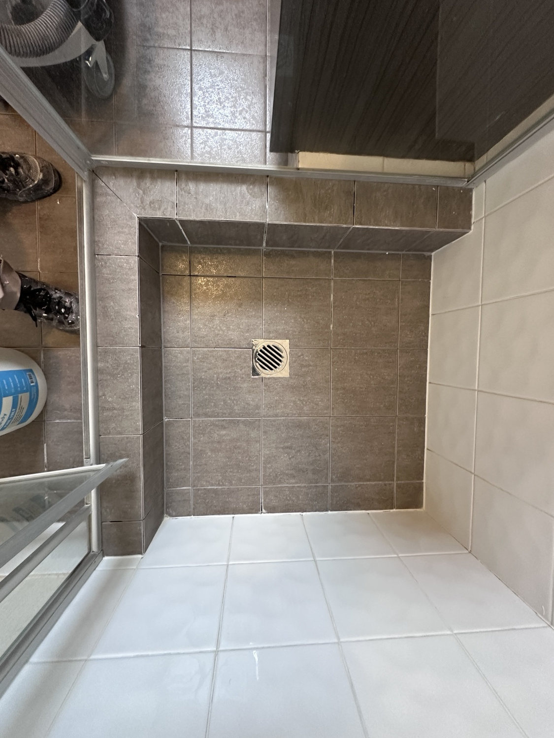 Before view of recessed shower floor