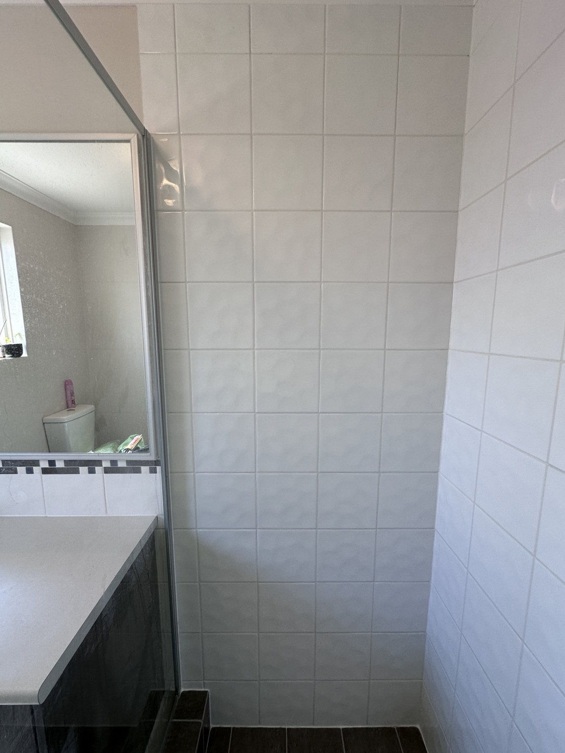 After view of shower wall & screen area